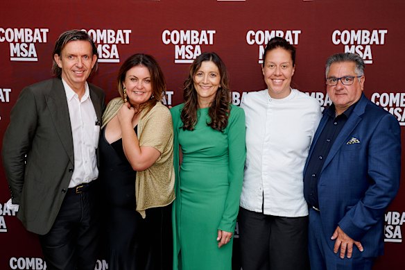 Andrew McConnell, Karen Martini, Tina Ezard, Jacqueline Challinor and Guy Grossi at the Combat MSA dinner last month.