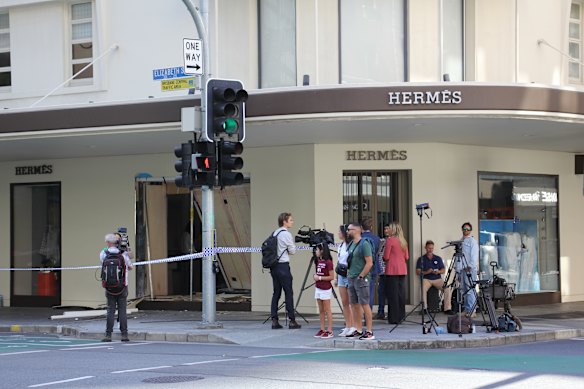 The Hermès store in Brisbane’s CBD was targeted by ram-raiders on Easter Monday morning.