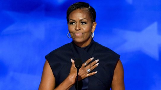 Former first lady Michelle Obama speaks to Democrats in Chicago in 2024.