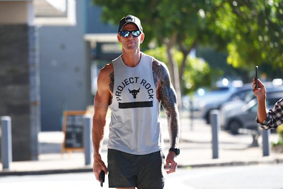 Roberts-Smith on Monday reporting to a police station while on bail.