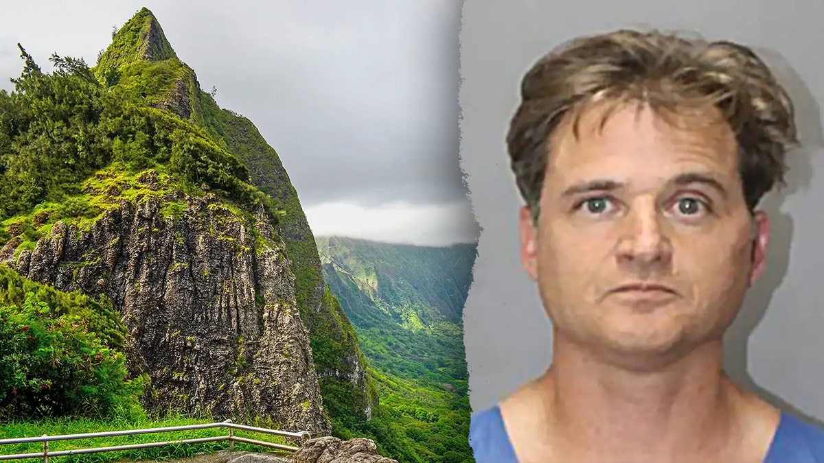 Pali Puka hiking trail in Hawaii alongside a mugshot of Gerhardt Konig