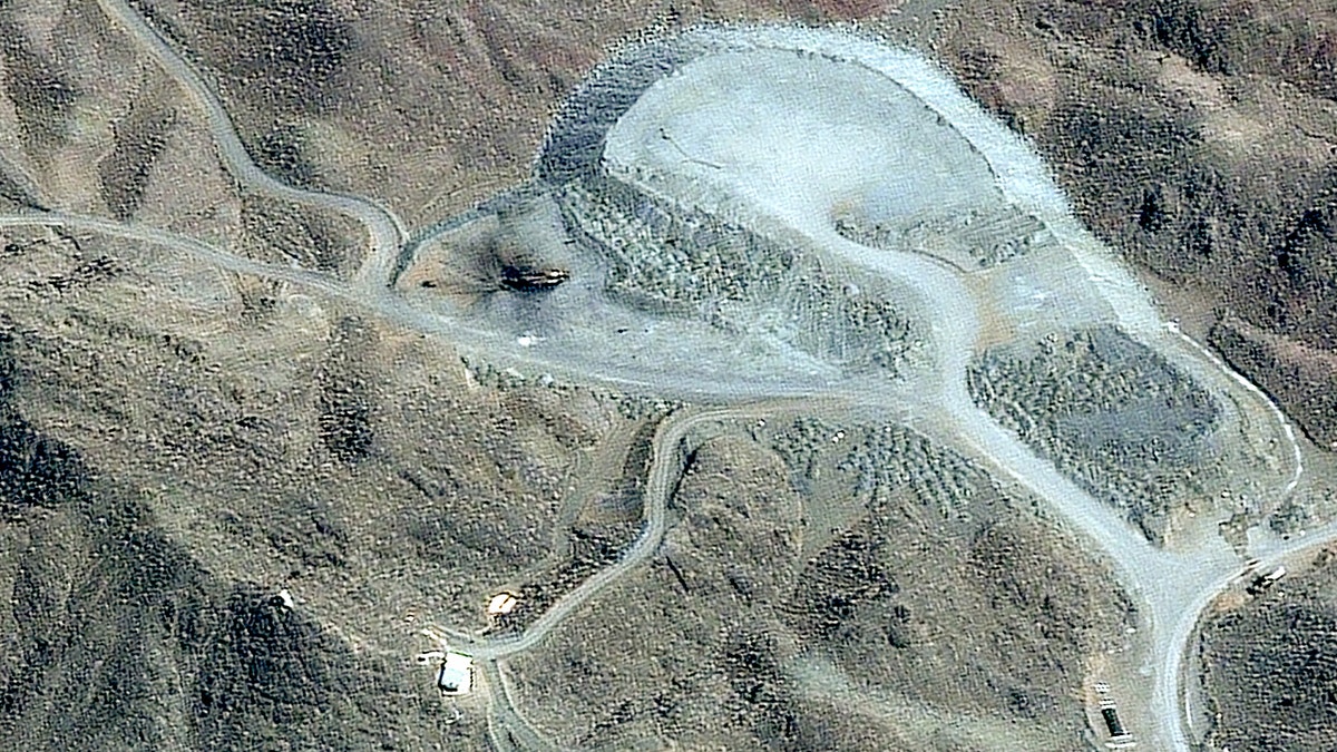 Satellite image showing reinforcement efforts at Pickaxe Mountain nuclear site