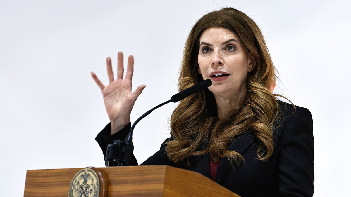 Julie Menin speaking during an announcement in Brooklyn, New York City.