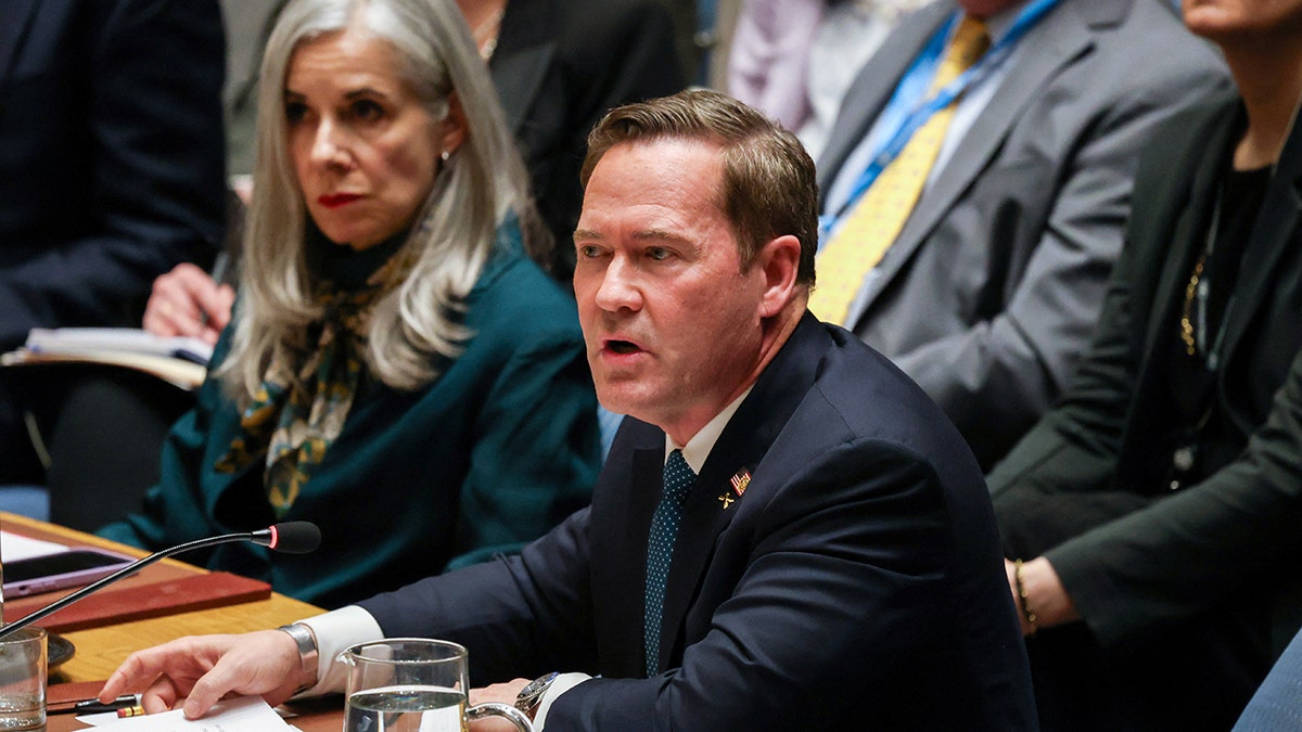 U.S. Ambassador to the United Nations Mike Waltz speaking at a United Nations Security Council meeting