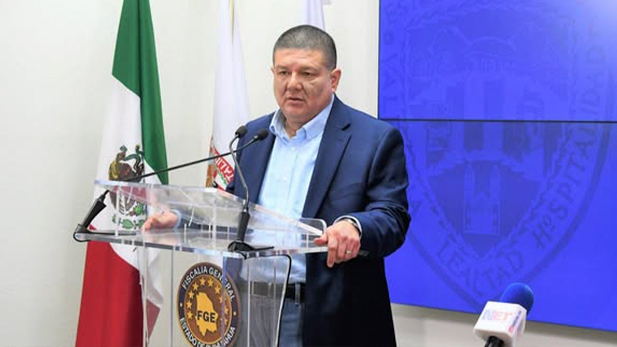 Attorney General César Jáuregui Moreno speaking during press conference