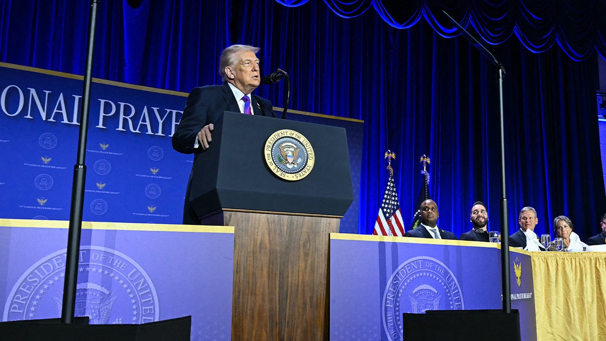 President Trump speaking at the National Prayer Breakfast at the Washington Hilton in Washington, D.C.