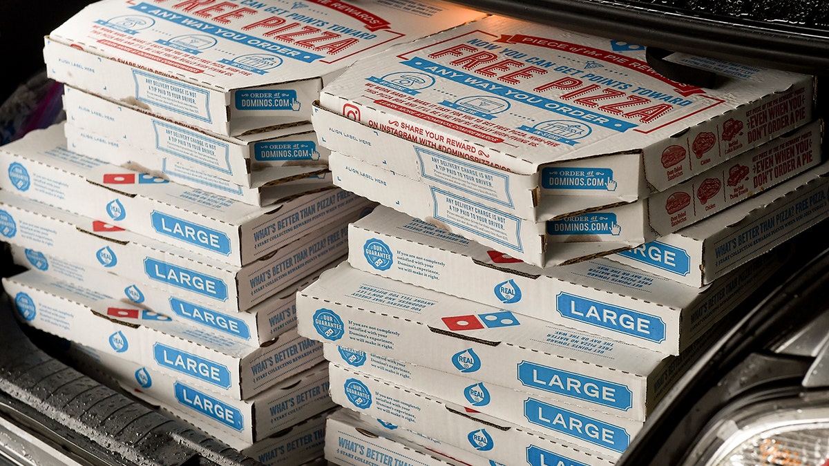 A trunk filled with Domino's pizzas in Spring Township, Penn.