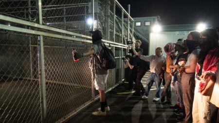Anti-ICE protesters clash with agents outside New Jersey detention center as Gov Sherrill denied entry