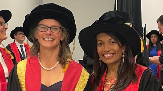 Royal Australasian College of Physicians (RACP) president Professor Jennifer Martin (left), with RACP president-elect Dr Sharmila Chandran in a file picture.