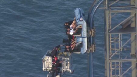 Eight riders left dangling atop 100-foot roller coaster for over three hours at Texas amusement park