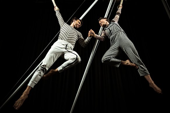 I’ve got you: Jonathan Morgan and Charice Rust in rehearsal with their One Fell Swoop Circus.