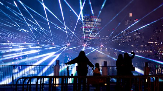 A laser show during Vivid.