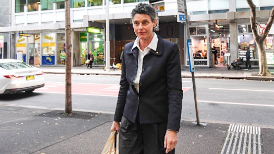 Deborah Conway outside the Royal Commission into Antisemitism and Social Cohesion on Monday.