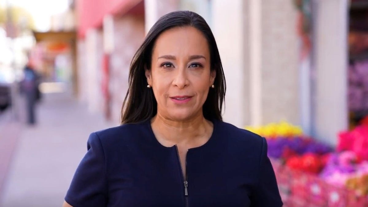 Republican candidate Monica De La Cruz posing for a digital campaign ad