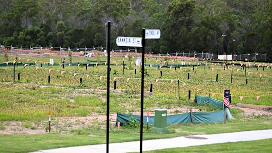 Empty lots at Covella estate in Greenbank, greater Brisbane.