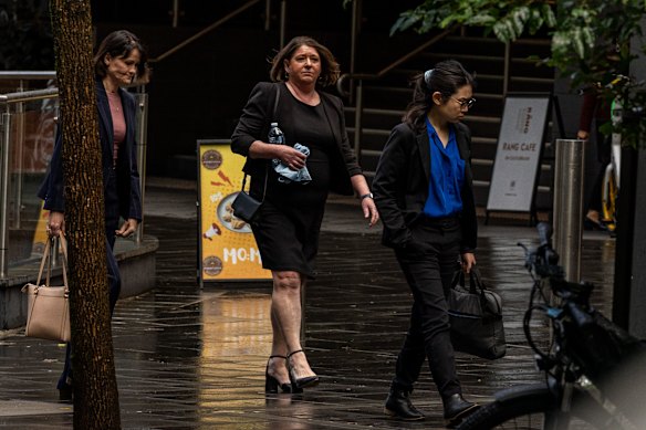 Sheree Gover arrives at the ICAC offices in the Sydney CBD.
