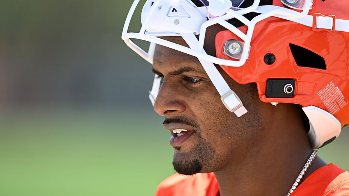 Deshaun Watson #4 of the Cleveland Browns looks on after a voluntary veteran minicamp at CrossCountry Mortgage Campus on April 21, 2026 in Berea, Ohio. (Photo by Nick Cammett/Diamond Images via Getty Images)