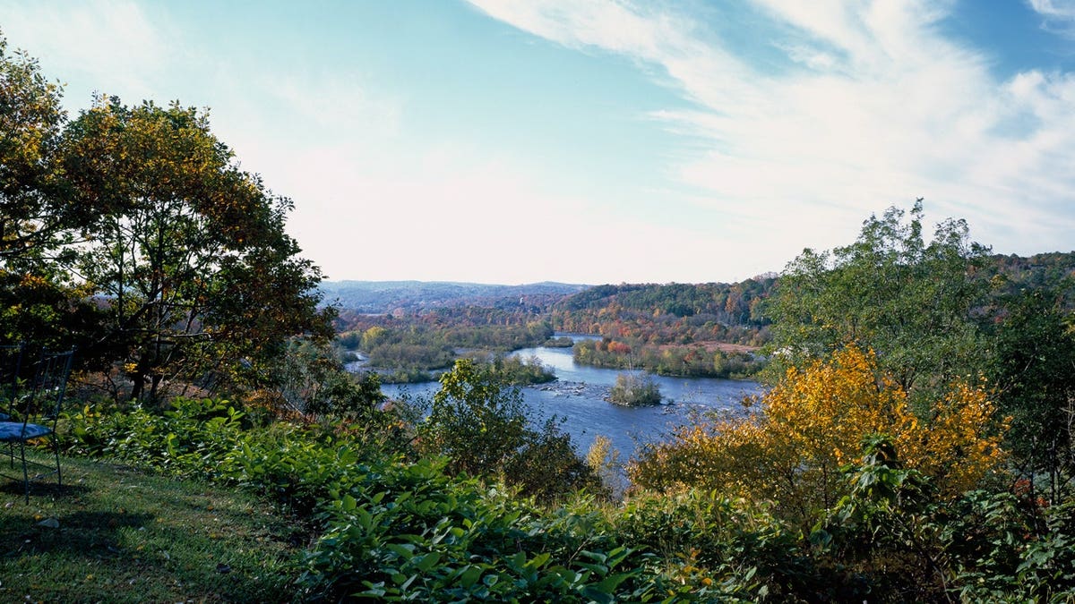 Hiker view of the Lehigh River from the Appalachian Trail