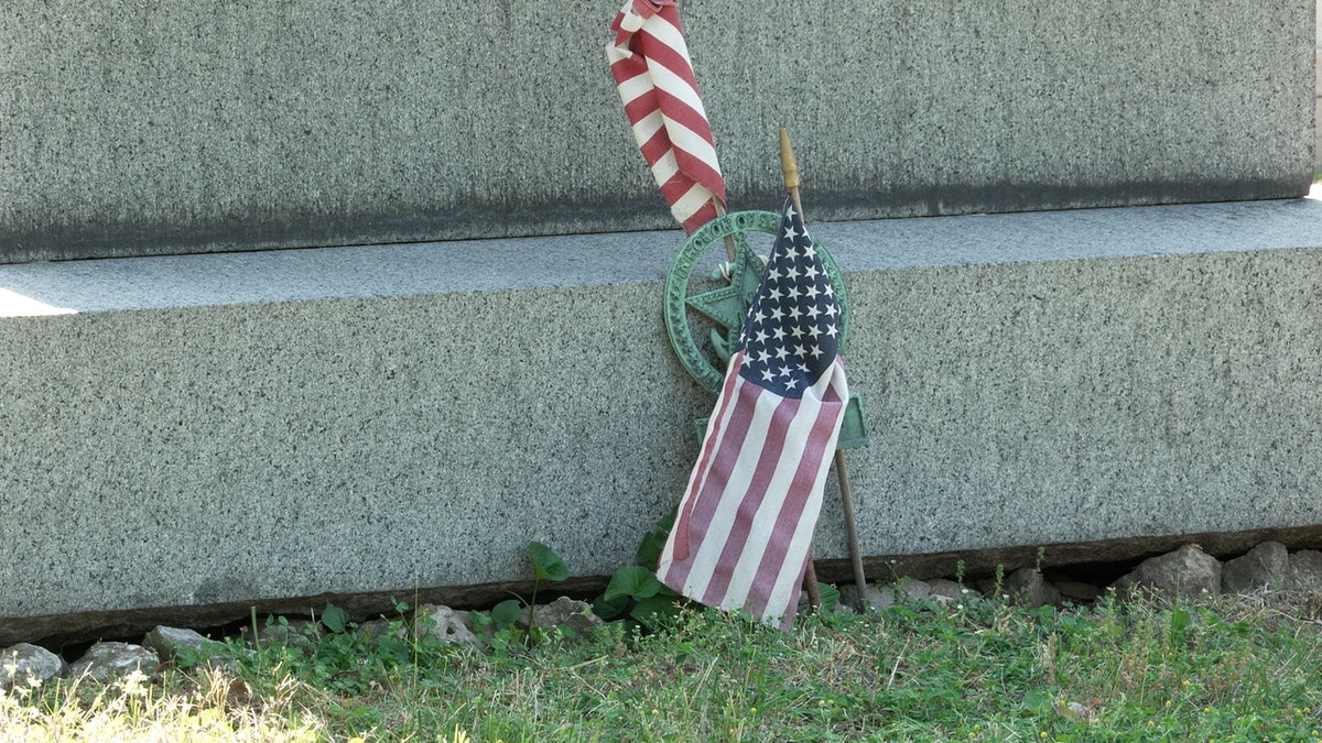 American flag at veteran gravesite