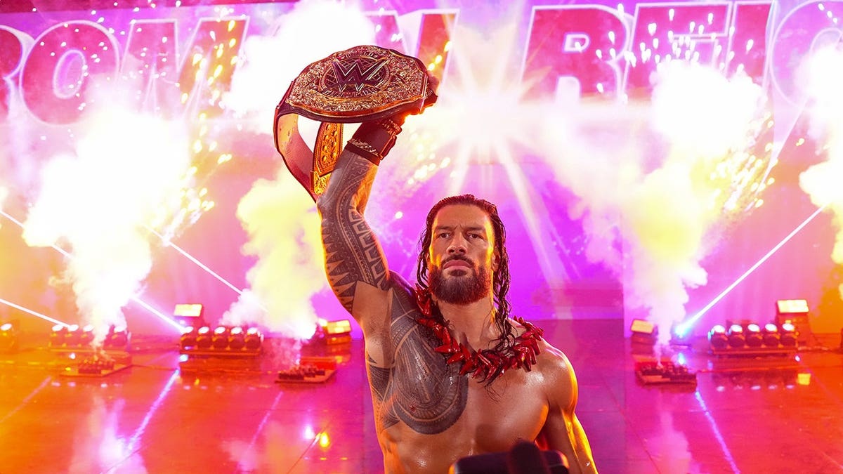 Roman Reigns entering the wrestling ring at WWE Backlash in Tampa, Florida