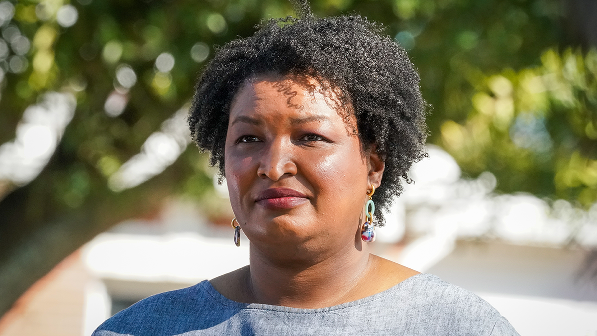 Former Georgia House Rep. Stacey Abrams attending a community fish fry in Fort Valley, Georgia