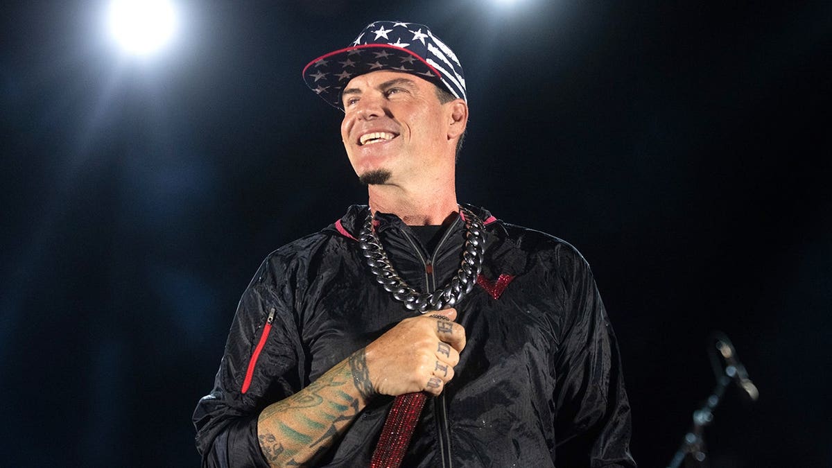 Vanilla Ice performing on stage at the Tequila & Taco Music Festival in Ventura, California in July 2024.