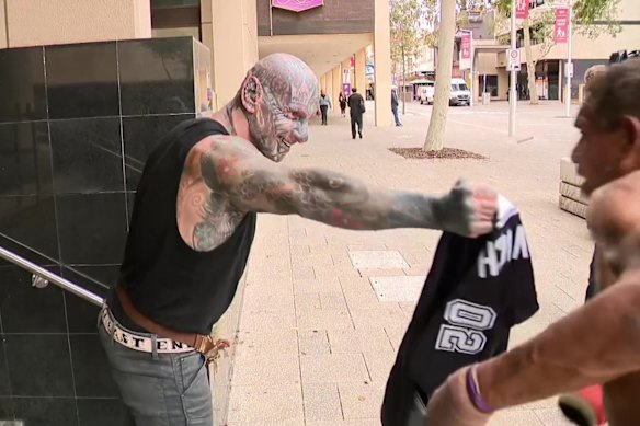 Perth bikie Dayne Brajkovich outside Perth Magistrates Court on Tuesday.