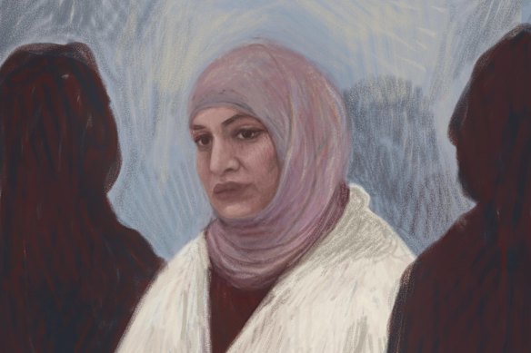 A court sketch of Zeinab Ahmad.