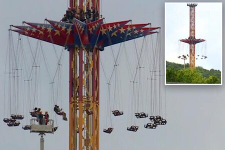 Busted Six Flags ride leaves terrified family stranded 120 feet in the air for hours