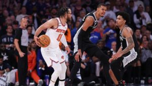 Victor Wembanyama puts hand on Jalen Brunson's head, pushes him down as refs look the other way in Game 3