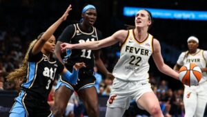 Caitlin Clark appears emotional after Fever's collapse to Angel Reese's Dream: 'All we do is foul'