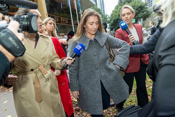 Doula Emily Lal leaves the Victorian Coroners Court on Tuesday.