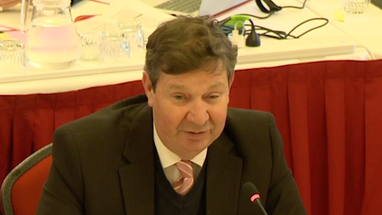 Sosso appearing before a budget estimates hearing last July.