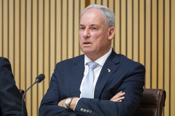 Liberal senator Richard Colbeck during a committee hearing in 2023.