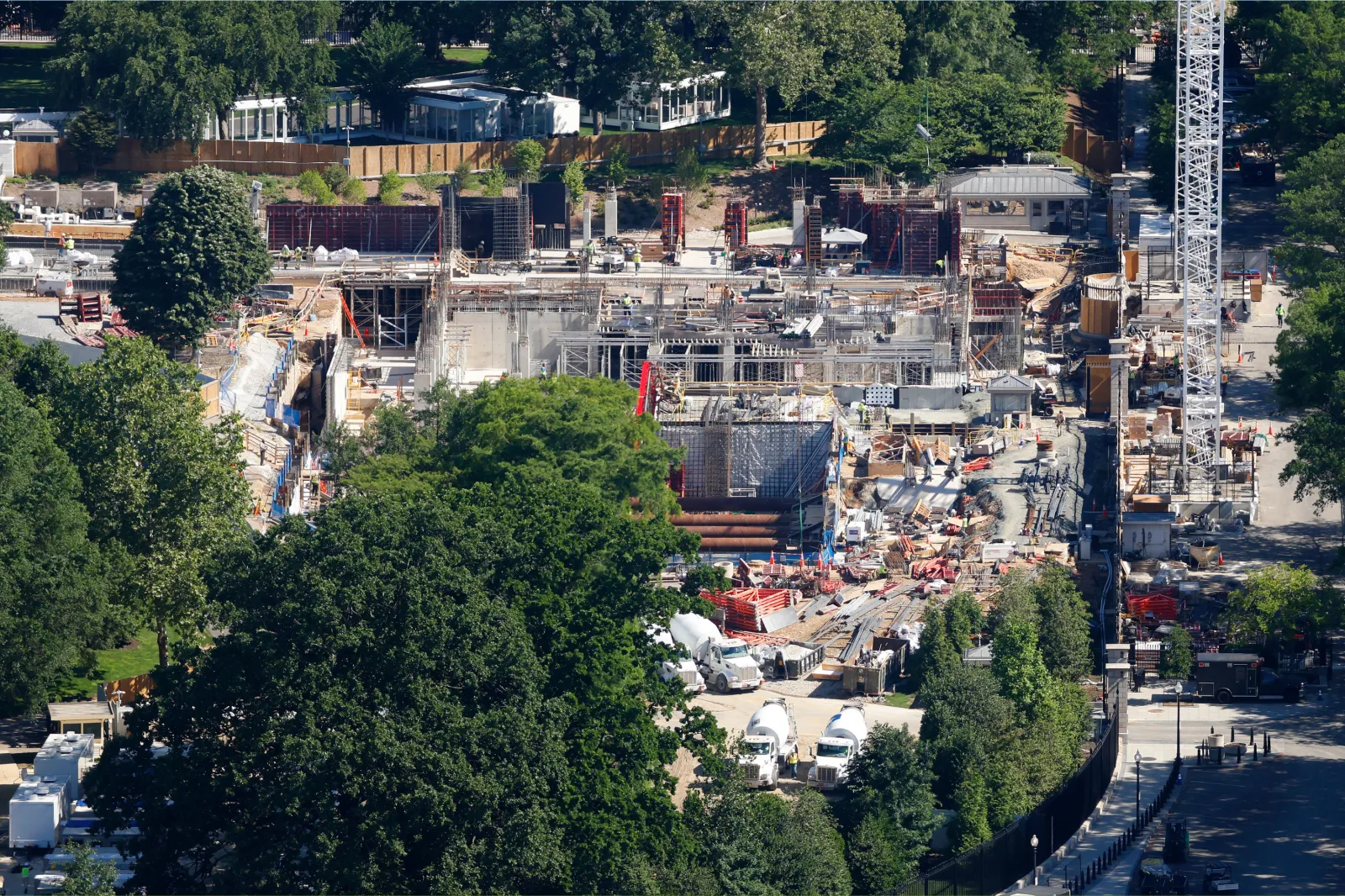 Construction continues on the White House East Wing ballroom addition on May 29, 2026 in Washington, D,C.