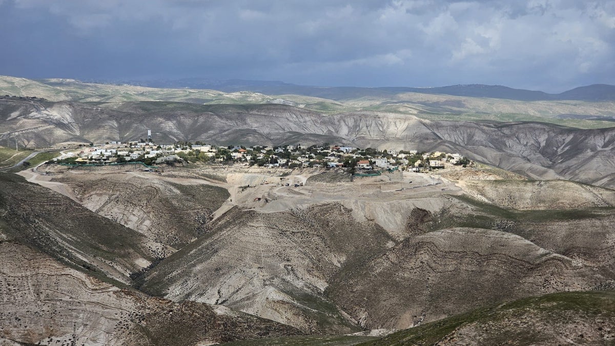 View of the West Bank, also known as Judea and Samaria, showing landscape and settlements