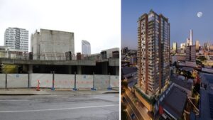Construction resumes on site of collapsed development as tower redesign revealed
