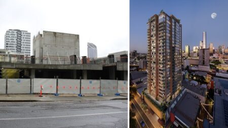Construction resumes on site of collapsed development as tower redesign revealed