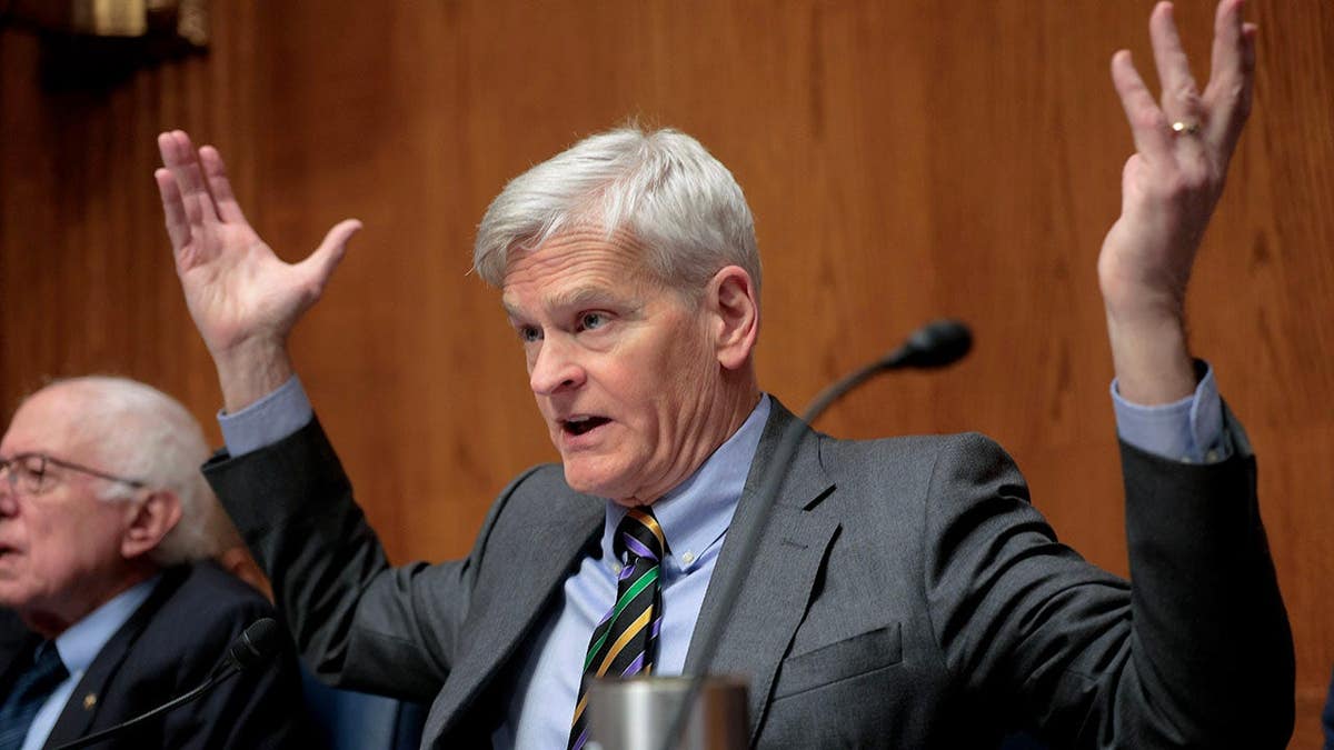 Senate Health Committee Chairman Bill Cassidy questioning NIH Director Jayanta Bhattacharya at a Senate hearing