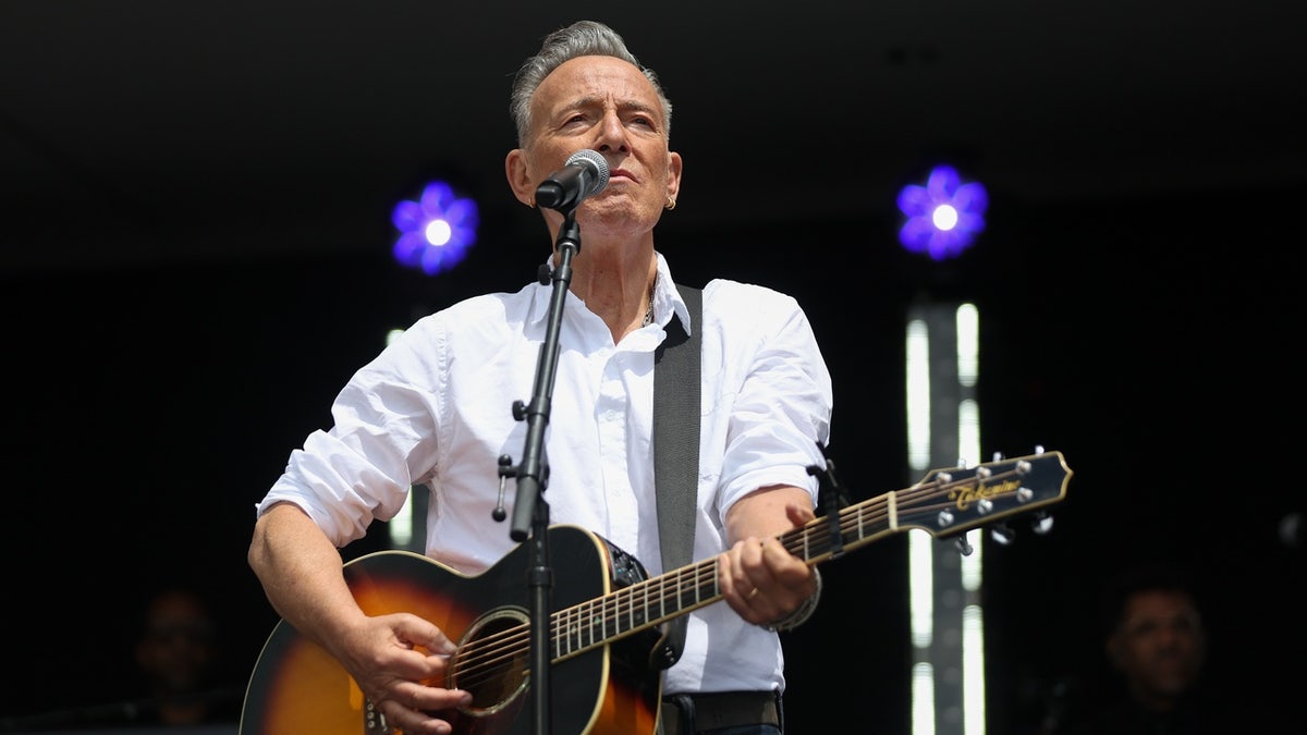 Musician Bruce Springsteen performing at the Obama Presidential Center in Chicago