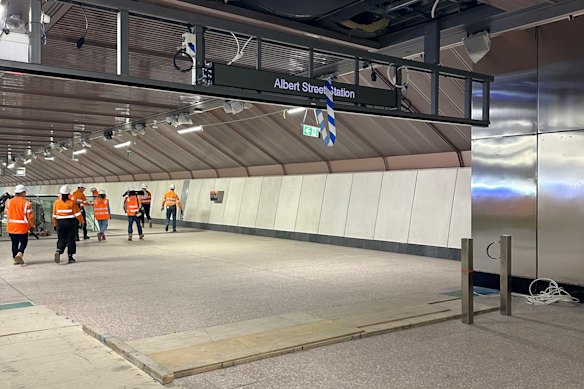 Albert Street station’s capacious design is meant to make travellers feel comfortable below ground.