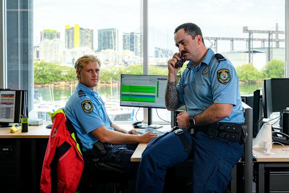 Constables Nathan Bell and Jayden Stevens at the Marine Area Command headquarters.