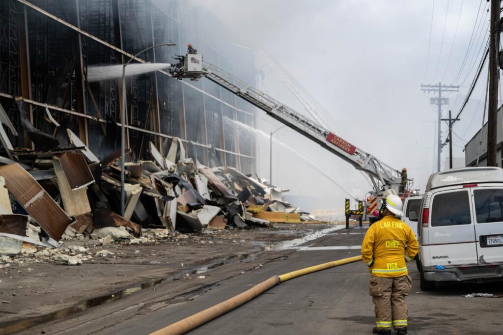 Race against time in fight against 500,000sqf LA inferno amid fears of biohazard fallout