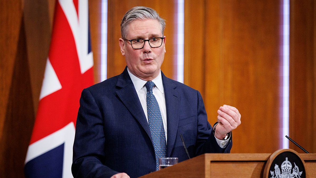 Keir Starmer speaks during a press conference.