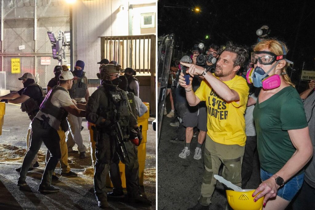 Five anti-ICE rioters arrested outside Delaney Hall after allegedly assaulting officers, smashing car windshield