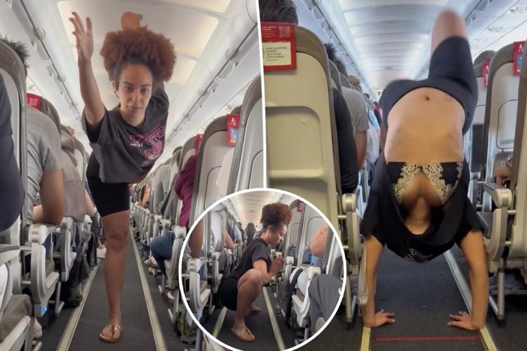 Fitness influencer performs complex yoga in crowded plane — and passengers are not impressed: ‘Main character syndrome’