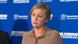 Queensland Child Safety Minister Amanda Camm breaks week of silence, as federal Liberal leader Angus Taylor outlines agenda at LNP conference