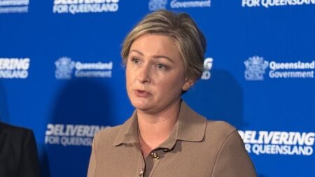 Queensland Child Safety Minister Amanda Camm breaks week of silence, as federal Liberal leader Angus Taylor outlines agenda at LNP conference