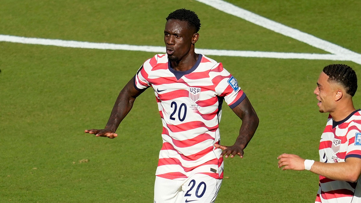 Falorin Balogun celebrates goal