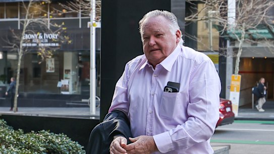Greg Poland arriving at David Malcolm Justice Centre for his court case against WAtoday/Nine Publishing.